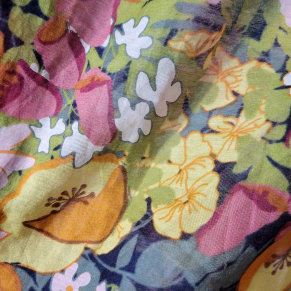 Banana Republic Floral Wrap Midi Dress - Yellow, Pink, Green - Picture 11 of 11